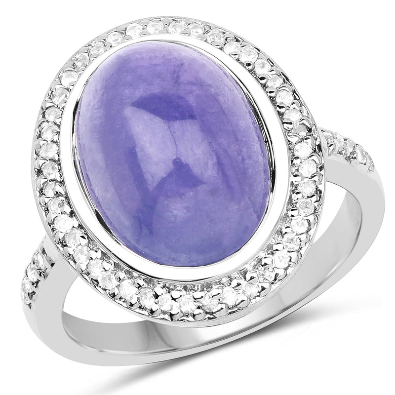 Bids.com 8.26 Carat Genuine Tanzanite & White Topaz .925 Sterling Silver Ring Rings White Smoke size 6.00,size 8.00,size 7.00,size 9.00,size 5.00