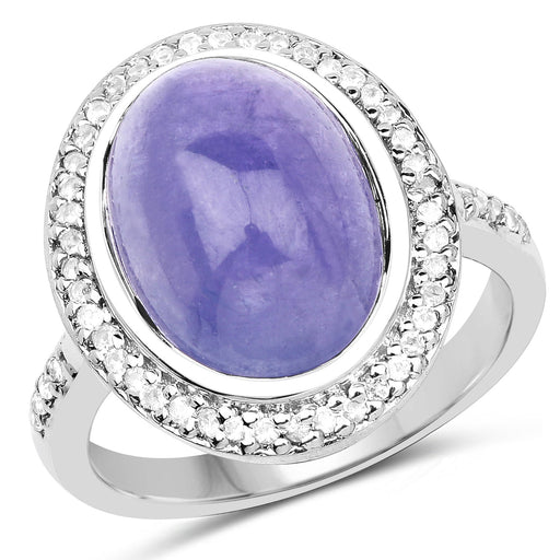 Bids.com 8.26 Carat Genuine Tanzanite & White Topaz .925 Sterling Silver Ring Rings White Smoke size 6.00,size 8.00,size 7.00,size 9.00,size 5.00