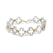 Bids.com .925 Two-tone Sterling Silver 1/10 Cttw Natural Round Diamond Fashion Tennis Bracelet (I-J Color, I1-I2 Clarity) - 7" Bracelets White Smoke YellowWhite.Sterling Silver / 7