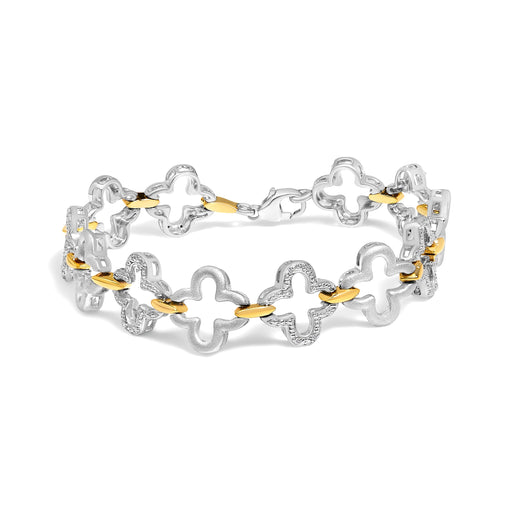 Bids.com .925 Two-tone Sterling Silver 1/10 Cttw Natural Round Diamond Fashion Tennis Bracelet (I-J Color, I1-I2 Clarity) - 7" Bracelets White Smoke YellowWhite.Sterling Silver / 7