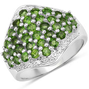 Bids.com 2.41 Carat Genuine Chrome Diopside and White Topaz .925 Sterling Silver Ring Rings White Smoke size 9.00,size 5.00,size 6.00,size 7.00,size 8.00