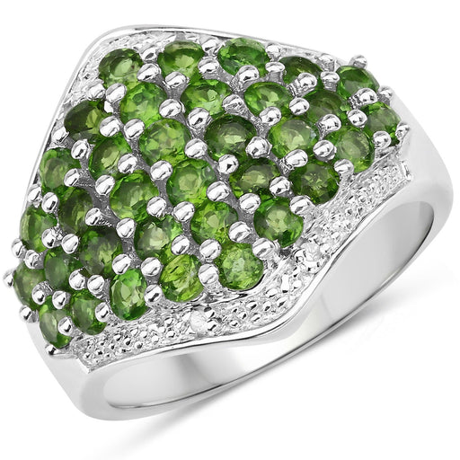 Bids.com 2.41 Carat Genuine Chrome Diopside and White Topaz .925 Sterling Silver Ring Rings White Smoke size 9.00,size 5.00,size 6.00,size 7.00,size 8.00