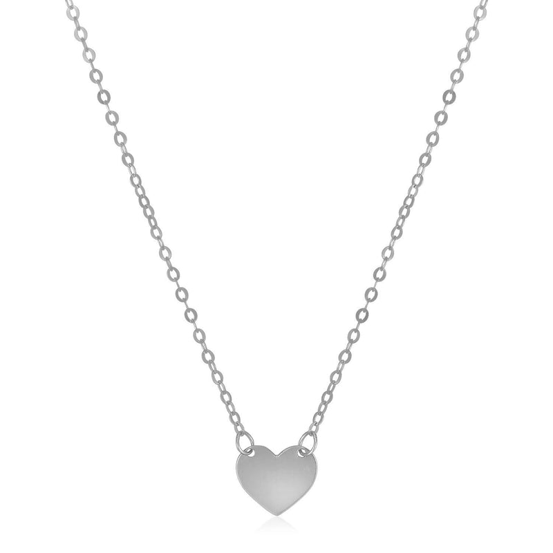 Bids.com 14k White Gold Polished Mini Heart Necklace Necklaces White Smoke 18 / White Gold
