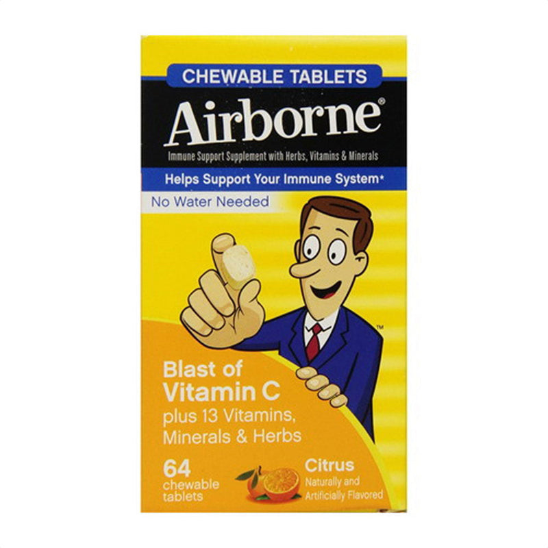 Airborne Airborne Vitamin C Immune Support Supplement, Chewable Tablets, Citrus Vitamins & Supplements Black