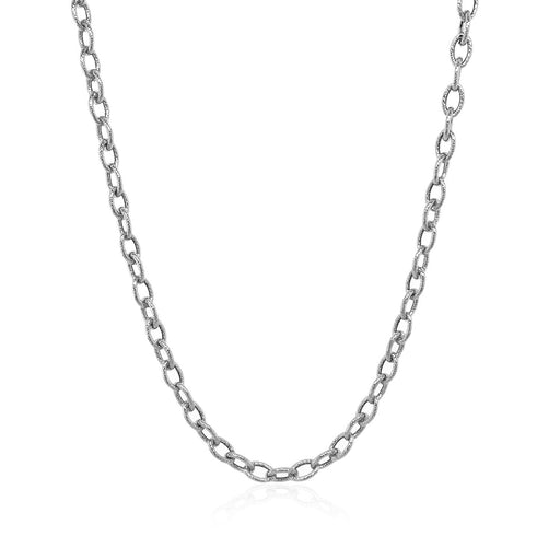 Bids.com 3.5mm 14k White Gold Pendant Chain with Textured Links Necklaces White Smoke 16 / White Gold,18 / White Gold,20 / White Gold