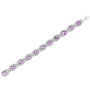 Bids.com .925 Sterling Silver 7x7 mm Cushion Cut Purple Amethyst and 1/10 cttw Round Cut Diamond Square Shape Tennis Bracelet (I-J Color, I1-I2 Clarity) - 7" Bracelets White Smoke White.Sterling Silver / 7