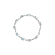 Bids.com .925 Sterling Silver 7x7 mm Cushion Cut Blue Topaz and 1/20 cttw Round Cut Diamond Fashion Tennis Bracelet (I-J Color, I1-I2 Clarity) - 7" Bracelets White Smoke White.Sterling Silver / 7