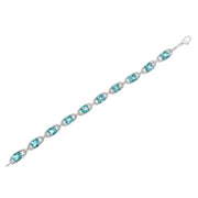 Bids.com .925 Sterling Silver 7x7 mm Cushion Cut Blue Topaz and 1/20 cttw Round Cut Diamond Fashion Tennis Bracelet (I-J Color, I1-I2 Clarity) - 7" Bracelets White Smoke White.Sterling Silver / 7
