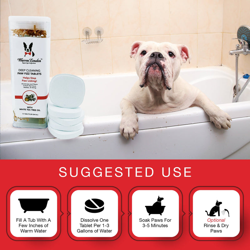 Warren London Deep Cleaning Paw Fizz Tablets - Soothes Itchy, Irritated Paws Spa Product Antique White