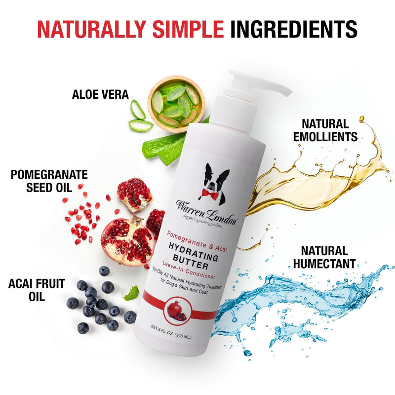 Warren London Hydrating Butter - For Dog's Skin & Coat - Leave-In Moisturizer Spa Product White Smoke Guava & Mango,Pomegranate & Acai,Unscented