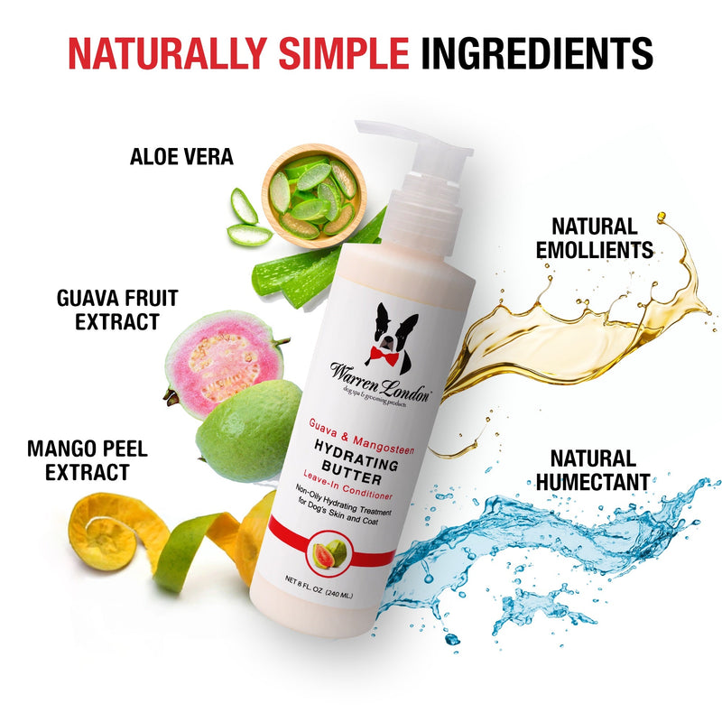 Warren London Hydrating Butter - For Dog's Skin & Coat - Leave-In Moisturizer Spa Product White Smoke Guava & Mango,Pomegranate & Acai,Unscented