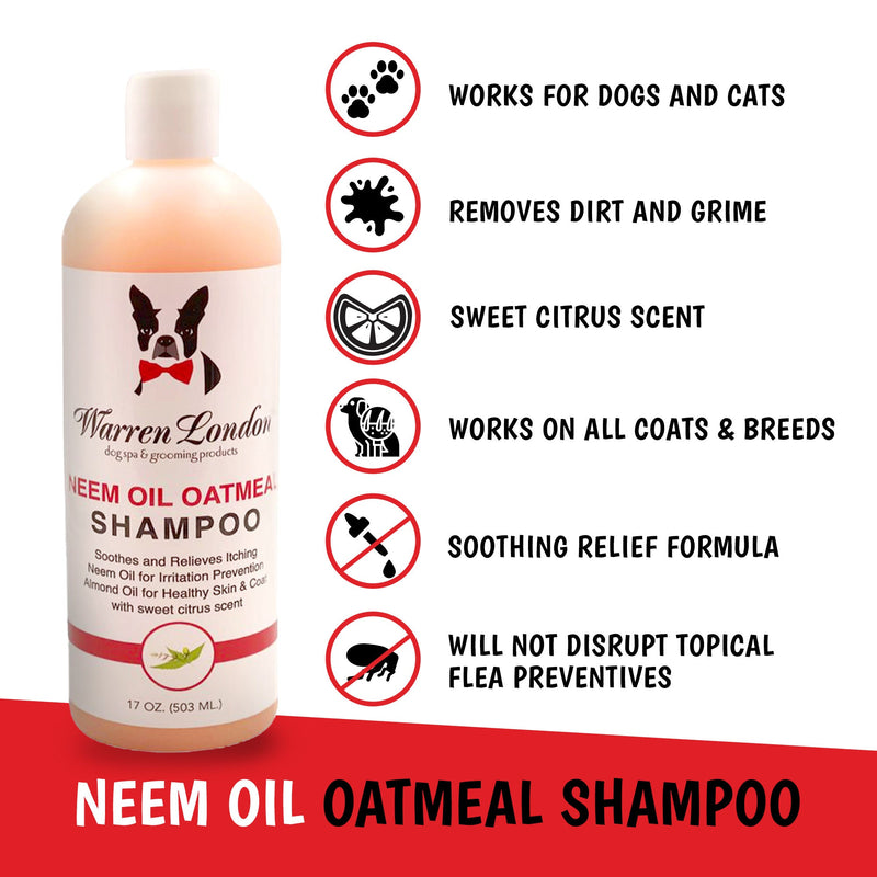 Warren London Neem Oil Oatmeal Shampoo - Soothes & Relieves Itching - Insect Repellant Dog Shampoo White Smoke