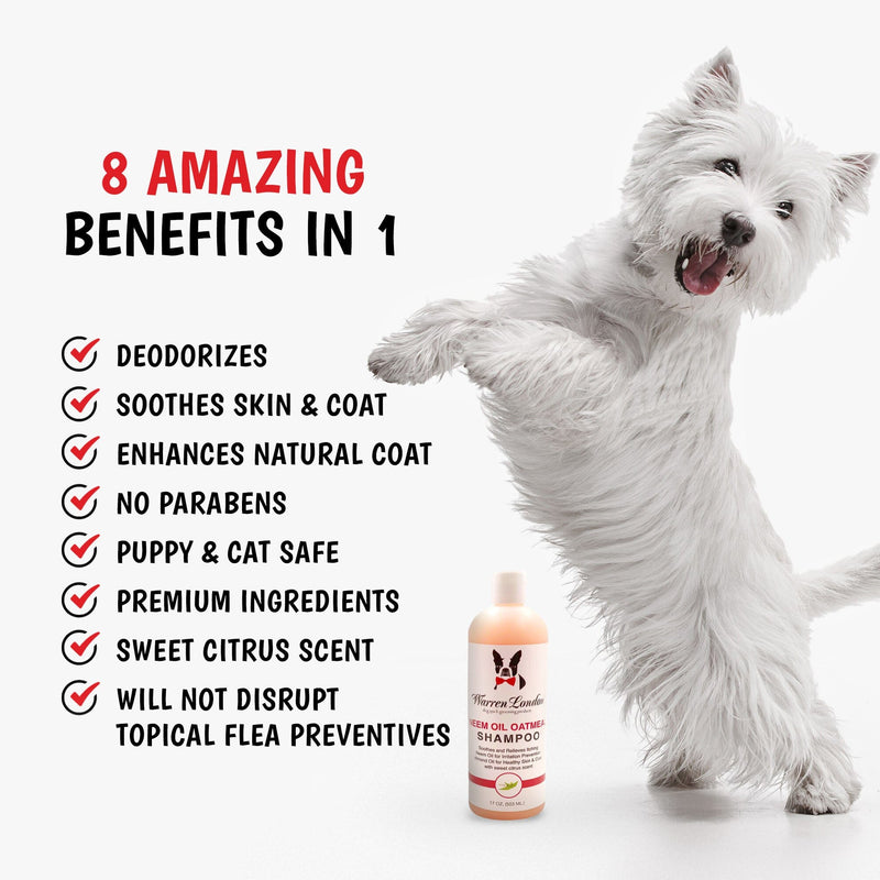 Warren London Neem Oil Oatmeal Shampoo - Soothes and Prevents Itching - Professional Size Grooming Size Product White Smoke