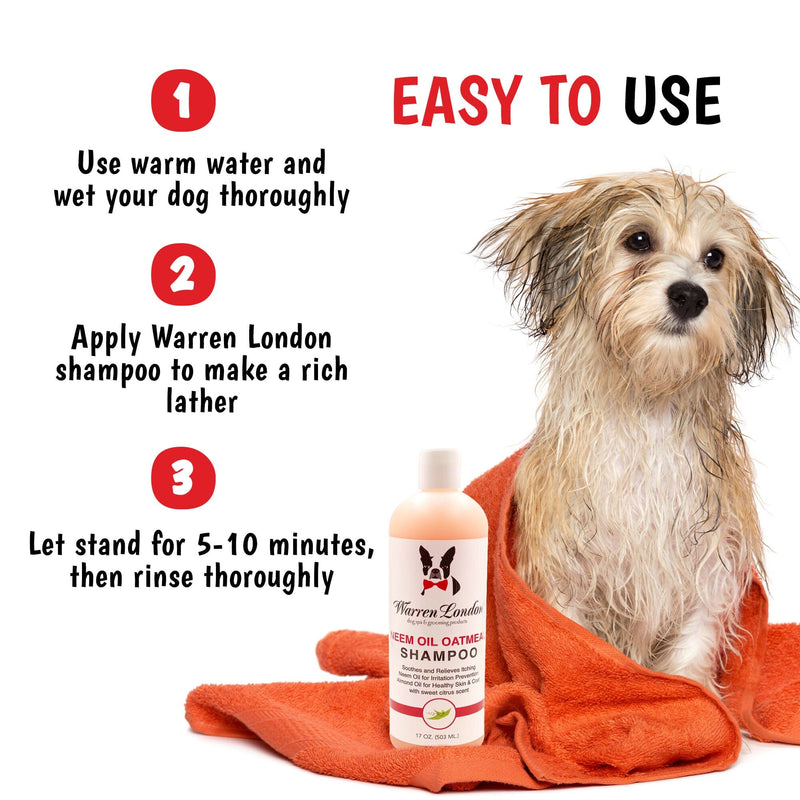 Warren London Neem Oil Oatmeal Shampoo - Soothes and Prevents Itching - Professional Size Grooming Size Product White Smoke