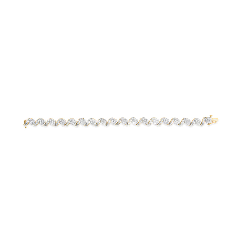Bids.com 10k Yellow Gold 5.00 Cttw Round-Cut and Baguette-Cut Diamond Floral Link 7.25" Bracelet (I-J Color, I2-I3 Clarity) Bracelets White Smoke Yellow.Gold / 7.25