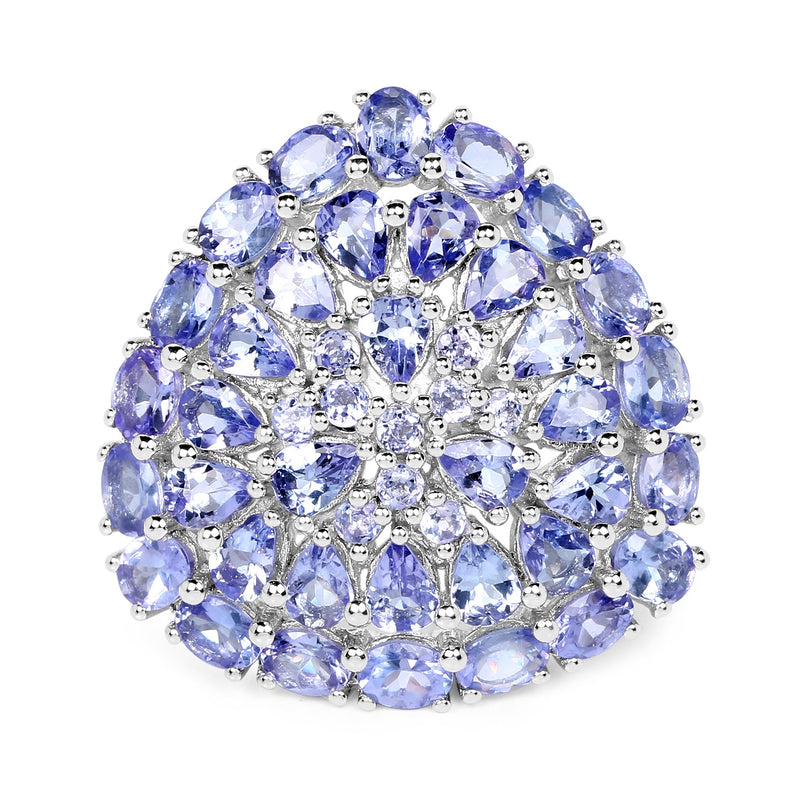 Bids.com 5.93 Carat Genuine Tanzanite .925 Sterling Silver Ring Rings White Smoke size 7.00,size 6.00,size 8.00