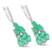 Bids.com 6.69 Carat Genuine Emerald and White Diamond .925 Sterling Silver Earrings Earrings White Smoke