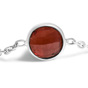 Bids.com .925 Sterling Silver Bezel Set Red Garnet 5 Station Adjustable Bolo Bracelet Bracelets White Smoke White.Sterling Silver / 7