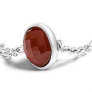 Bids.com .925 Sterling Silver Bezel Set Red Garnet 5 Station Adjustable Bolo Bracelet Bracelets White Smoke White.Sterling Silver / 7