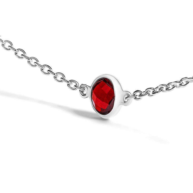 Bids.com .925 Sterling Silver Bezel Set Red Garnet 5 Station Adjustable Bolo Bracelet Bracelets White Smoke White.Sterling Silver / 7