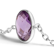 Bids.com .925 Sterling Silver Bezel Set Purple Amethyst 5 Station Adjustable Bolo Bracelet Bracelets White Smoke White.Sterling Silver / 7