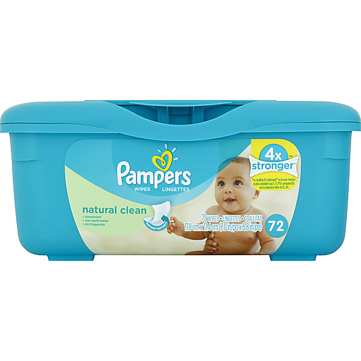 Pampers Pampers Natural Clean Wipes 72 Ct Tub Baby Wipes Light Sea Green