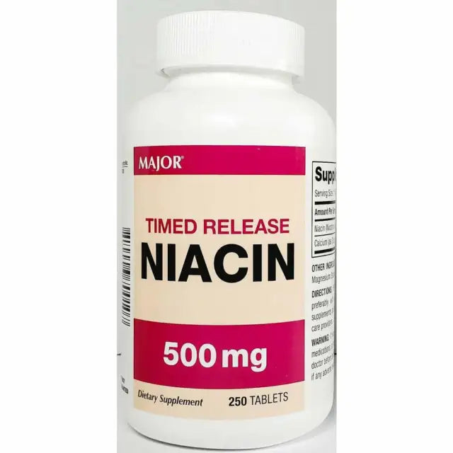 Major Major Niacin Timed Release 500 Mg Tablets 250ct -Expiration Date 12-2025 Health & Beauty Light Gray