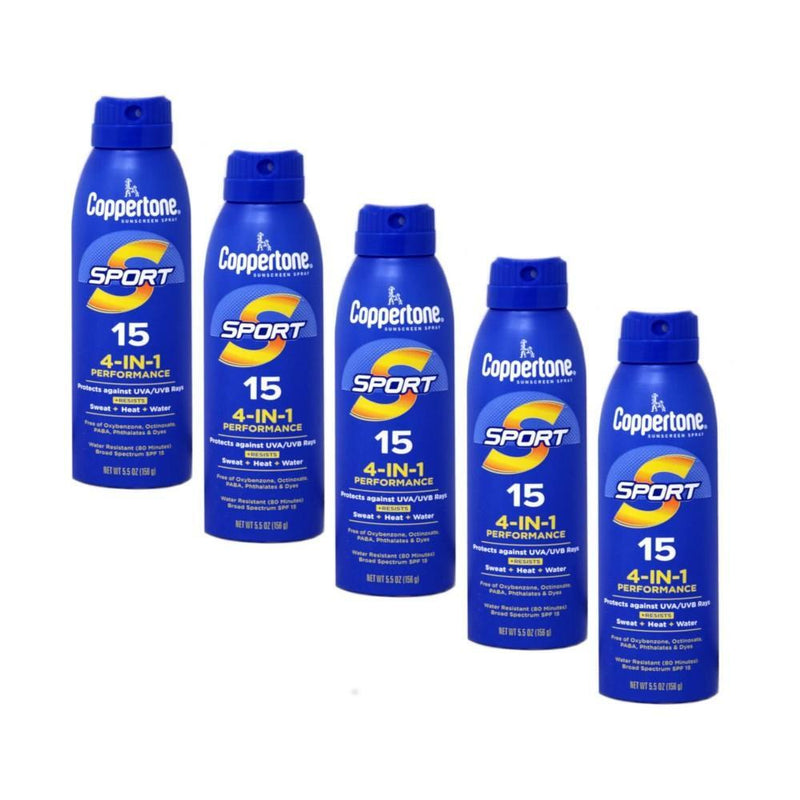Coppertone Coppertone Sport Water Resistant Broad Spectrum SPF 15 Sunscreen Spray 5.5 Oz Sunscreen White Smoke