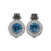 Bids.com 1.20 Carat Genuine Swiss Blue Topaz and 0.30 ct.t.w Genuine Diamond Accents Sterling Silver Earrings Earrings White Smoke