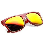 zeroUV Frosted Retro Flat Top Candy Color Mirrored Lens Sunglasses 8610 Sunglasses White Smoke Red Fire