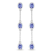 Bids.com 1.98 Carat Genuine Tanzanite .925 Sterling Silver Earrings Earrings White Smoke