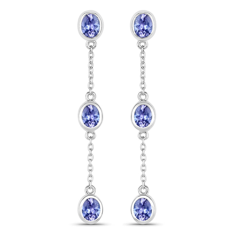 Bids.com 1.98 Carat Genuine Tanzanite .925 Sterling Silver Earrings Earrings White Smoke