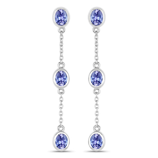 Bids.com 1.98 Carat Genuine Tanzanite .925 Sterling Silver Earrings Earrings White Smoke