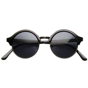 zeroUV Dapper Half Frame Circle Vintage Steampunk Sunglasses 8583 Sunglasses White Smoke Black Gunmetal Smoke