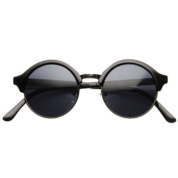 zeroUV Dapper Half Frame Circle Vintage Steampunk Sunglasses 8583 Sunglasses White Smoke Black Gunmetal Smoke