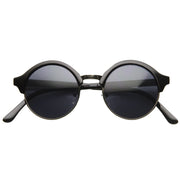 zeroUV Dapper Half Frame Circle Vintage Steampunk Sunglasses 8583 Sunglasses White Smoke Black Gold Smoke