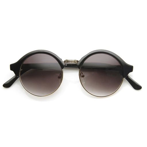 zeroUV Dapper Half Frame Circle Vintage Steampunk Sunglasses 8583 Sunglasses White Smoke Black Gold Lavender