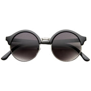 zeroUV Dapper Half Frame Circle Vintage Steampunk Sunglasses 8583 Sunglasses White Smoke Black Silver Lavender