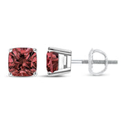 Bids.com 14K White Gold 1 1/2 Cttw Lab Grown Pink Cushion 4-Prong Set Classic Diamond Solitaire Stud Earrings (Pink Color, VS1-VS2 Clarity) Earrings White Smoke White.Gold / 0.5
