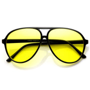 zeroUV Retro 1980's Fashion Plastic Aviator Yellow Driving Lens Sunglasses Sunglasses White Smoke Black Yellow,Tortoise Yellow