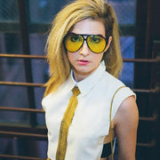 zeroUV Retro 1980's Fashion Plastic Aviator Yellow Driving Lens Sunglasses Sunglasses Dark Slate Gray Black Yellow,Tortoise Yellow