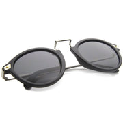 zeroUV Vintage Steampunk Inspired Round Horned Rim Frame Sunglasses 8591 Sunglasses White Smoke Shiny Black Gold,Shiny Black Silver,Matte Black Silver,Havana Amber,Havana Green,Creme Amber,Blue Plum,Blue Mirror,Yellow Tortoise Sun