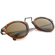 zeroUV Vintage Steampunk Inspired Round Horned Rim Frame Sunglasses 8591 Sunglasses White Smoke Shiny Black Gold,Shiny Black Silver,Matte Black Silver,Havana Amber,Havana Green,Creme Amber,Blue Plum,Blue Mirror,Yellow Tortoise Sun