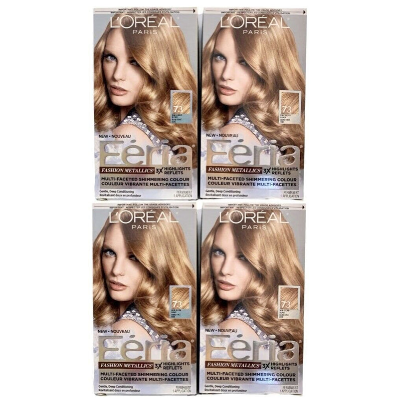 L'Oreal Paris L'Oreal Paris 4pk Feria Shimmering Permanent Hair Colour #73 Dark Golden Blonde Hair Color Dark Gray