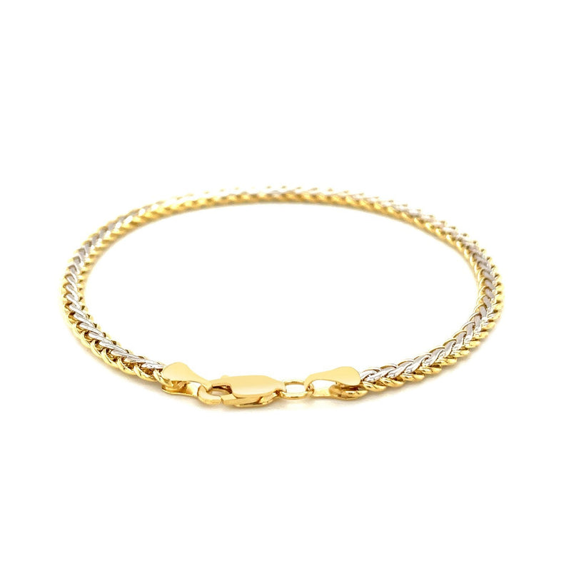 Bids.com Two-Toned Fine Wheat Chain Bracelet in 10k Yellow and White Gold Bracelets White Smoke 7.25 / Two-Tone Gold