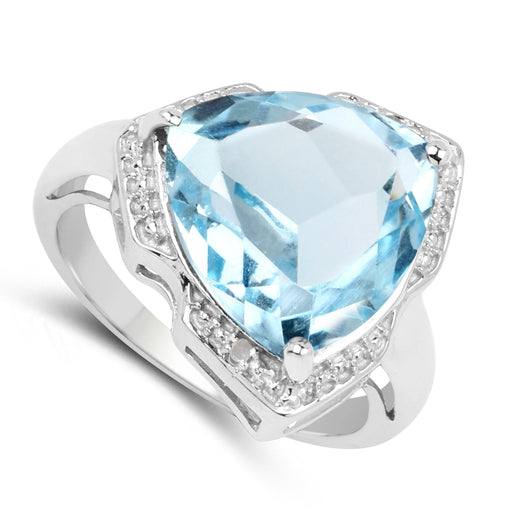Bids.com 8.30 Carat Genuine Blue Topaz & White Diamond .925 Sterling Silver Ring Rings White Smoke size 7.00,size 6.00,size 8.00,size 9.00