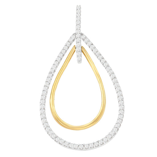Bids.com 14K Two-Tone Gold Round Cut Diamond Double Burst Pendant Necklace (1.00 cttw, H-I Color, SI2-I1 Clarity) Necklaces White Smoke YellowWhite.Gold / 18