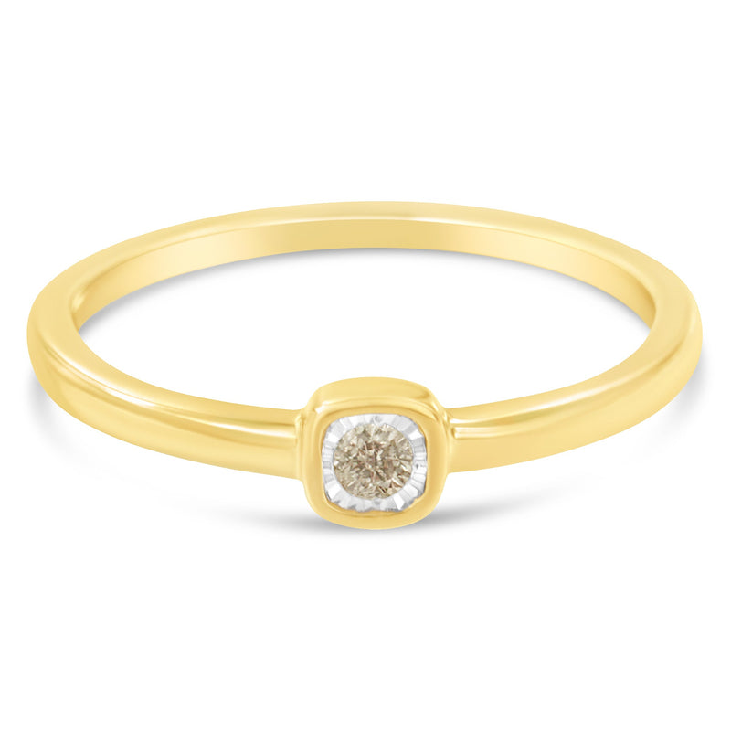 Bids.com 14K Yellow Gold Plated .925 Sterling Silver 1/20 Carat Diamond Square Cushion-Shaped Miracle Set Petite Fashion Promise Ring (J-K Color, I1-I2 Clarity) - Size 6 Rings White Smoke 7 / Yellow.Sterling Silver,6 / Yellow.Sterling Silver,8 / Yellow.Sterling Silver