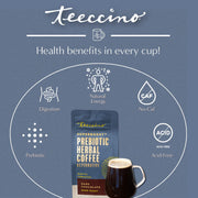 Teeccino Dark Chocolate Prebiotic SuperBoost Herbal Coffee Herbal Coffee Slate Gray 10 ounce ground,5lb ground,Trial Size