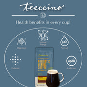 Teeccino Dark Chocolate Prebiotic SuperBoost Herbal Coffee Herbal Coffee Slate Gray 10 ounce ground,5lb ground,Trial Size